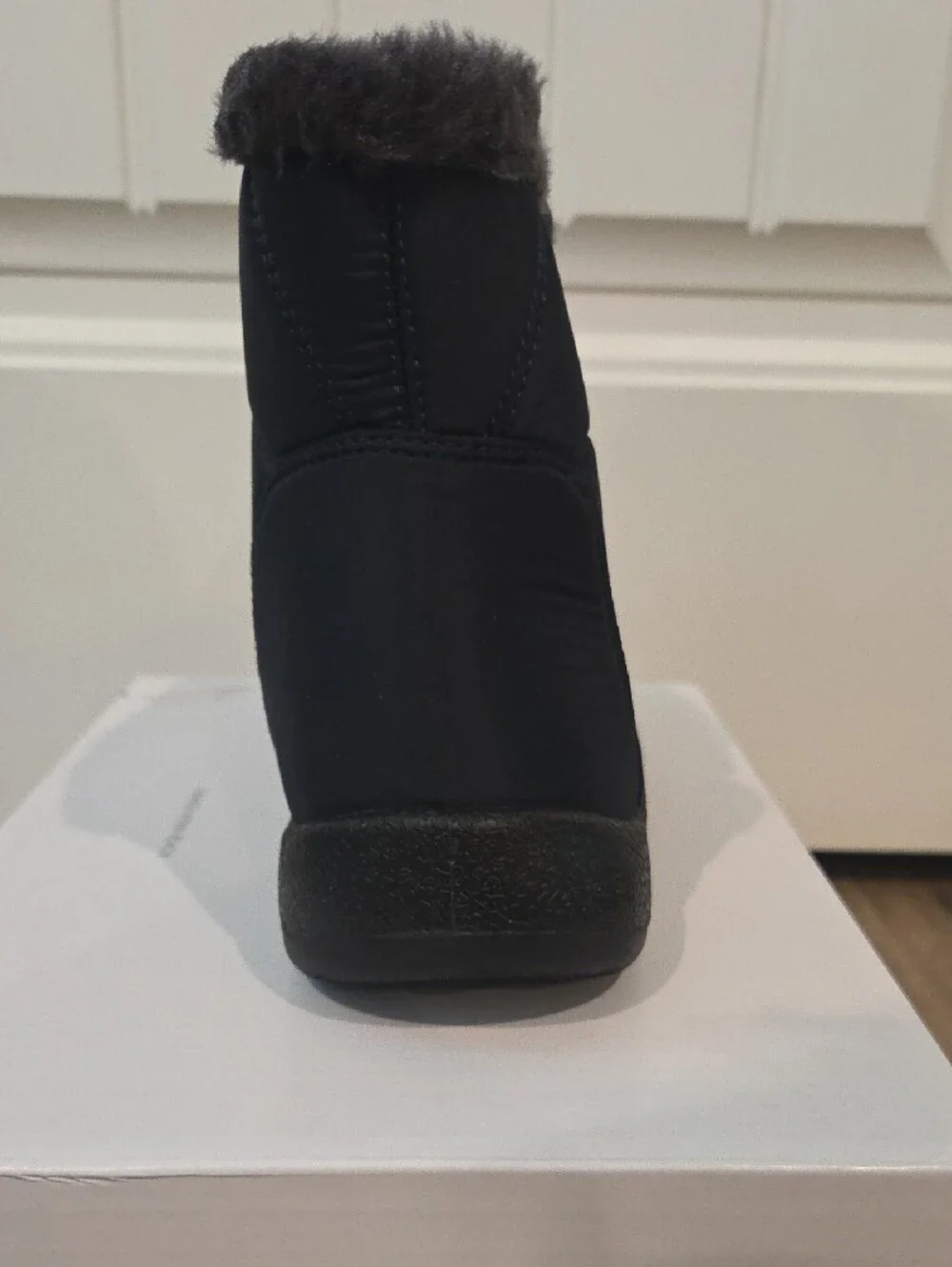 Dream Pairs Black/Very Dark Navy Quilted Faux-Fur Winter Ankle Boot